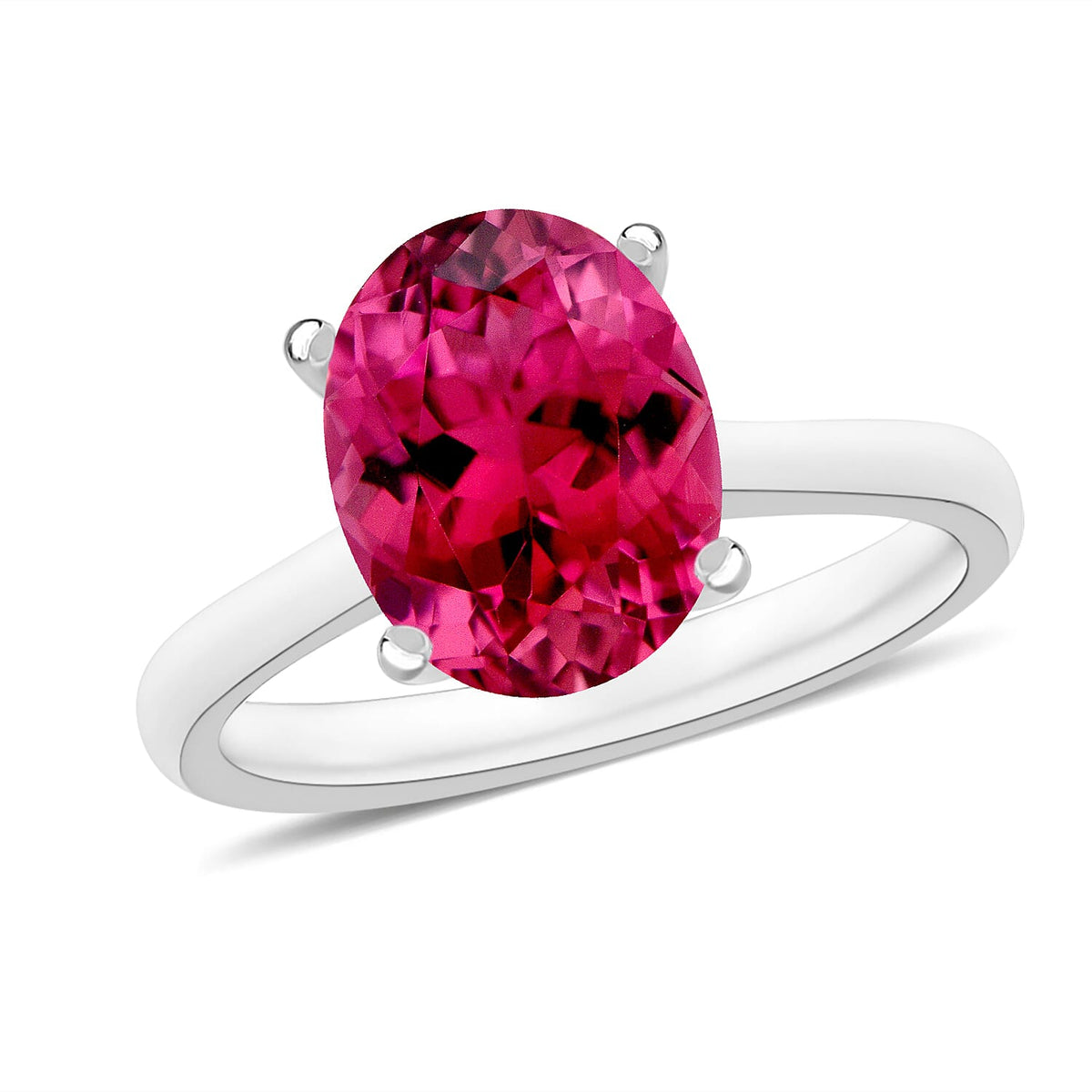 Ouro Fino Rubellite Solitaire Ring in Platinum Over Sterling Silver (Size 10.0) 1.30 ctw