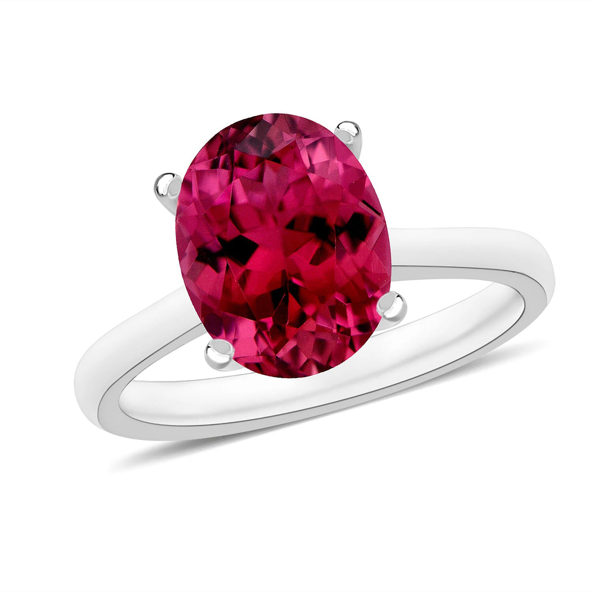 Ouro Fino Rubellite Solitaire Ring in Platinum Over Sterling Silver (Size 10.0) 1.30 ctw