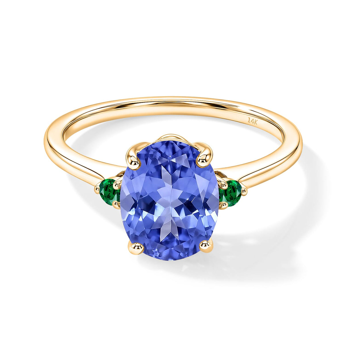 Luxoro 14K White Gold Premium Tanzanite and Boyaca Colombian Emerald Ring (Size 4.0) 4 Grams 2.10 ctw