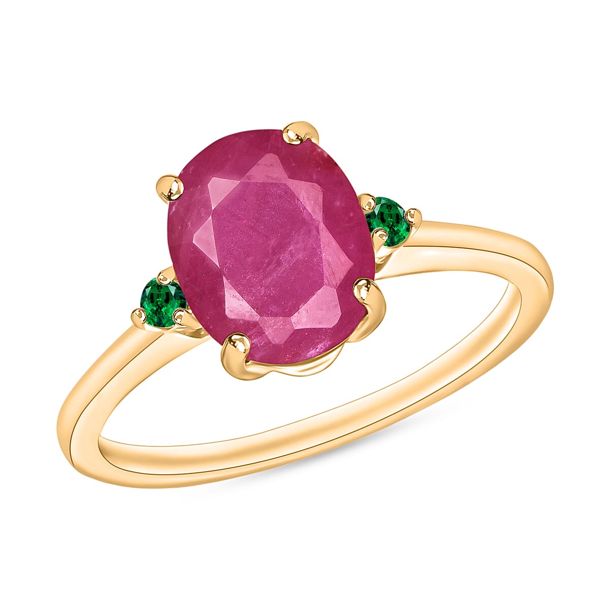Luxoro 14K White Gold Premium Mozambique Ruby and Boyaca Colombian Emerald Ring (Size 4.0) 4 Grams 2.70 ctw