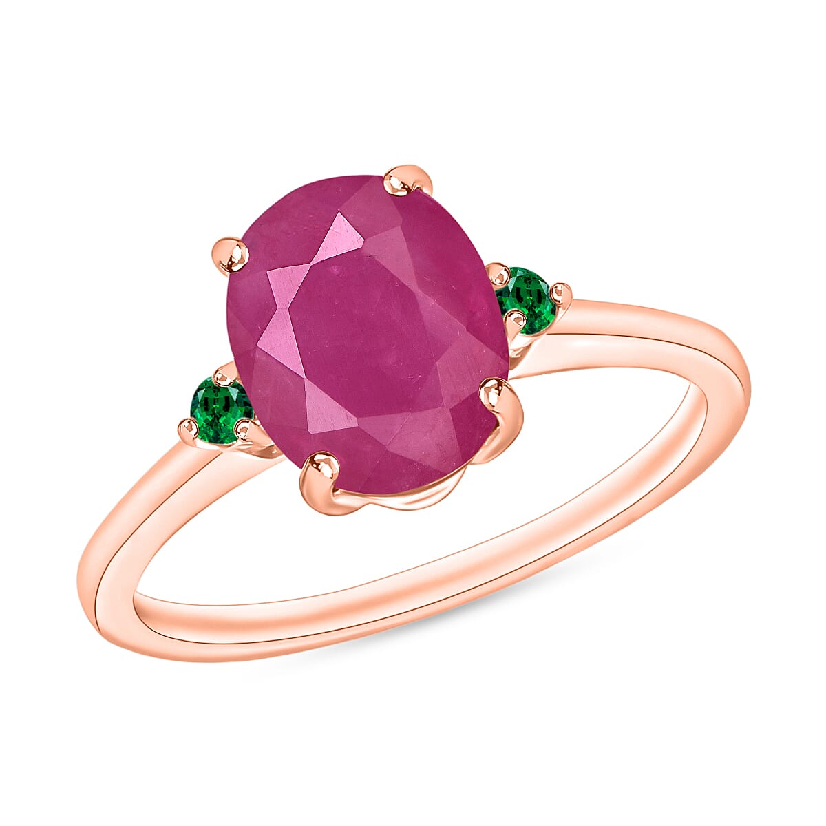 Luxoro 14K White Gold Premium Mozambique Ruby and Boyaca Colombian Emerald Ring (Size 4.0) 4 Grams 2.70 ctw