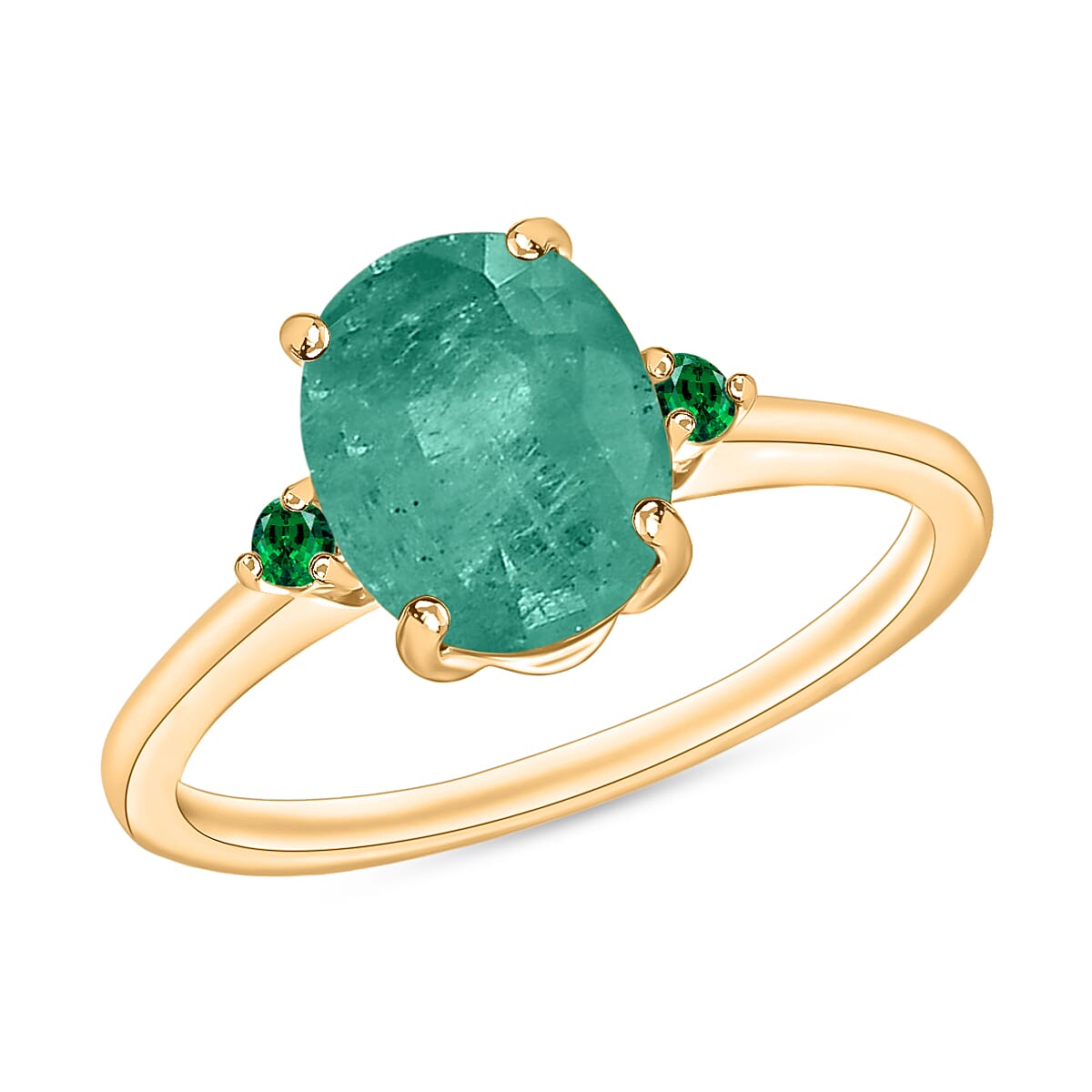 Luxoro 14K White Gold Premium Kagem Zambian Emerald and Boyaca Colombian Emerald Ring (Size 4.0) 4 Grams 1.90 ctw