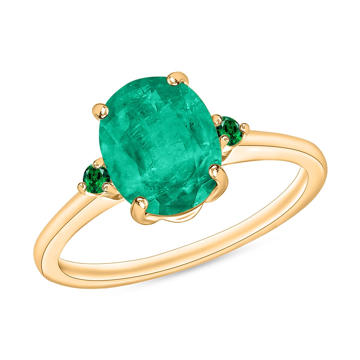 Luxoro 14K White Gold Premium Kagem Zambian Emerald and Boyaca Colombian Emerald Ring (Size 4.0) 4 Grams 1.90 ctw