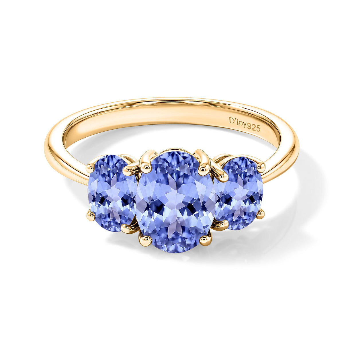 Tanzanite 3 Stone Ring in Platinum Over Sterling Silver (Size 4) 1.83 ctw