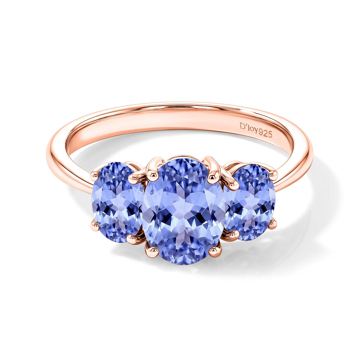 Tanzanite 3 Stone Ring in Platinum Over Sterling Silver (Size 4) 1.83 ctw