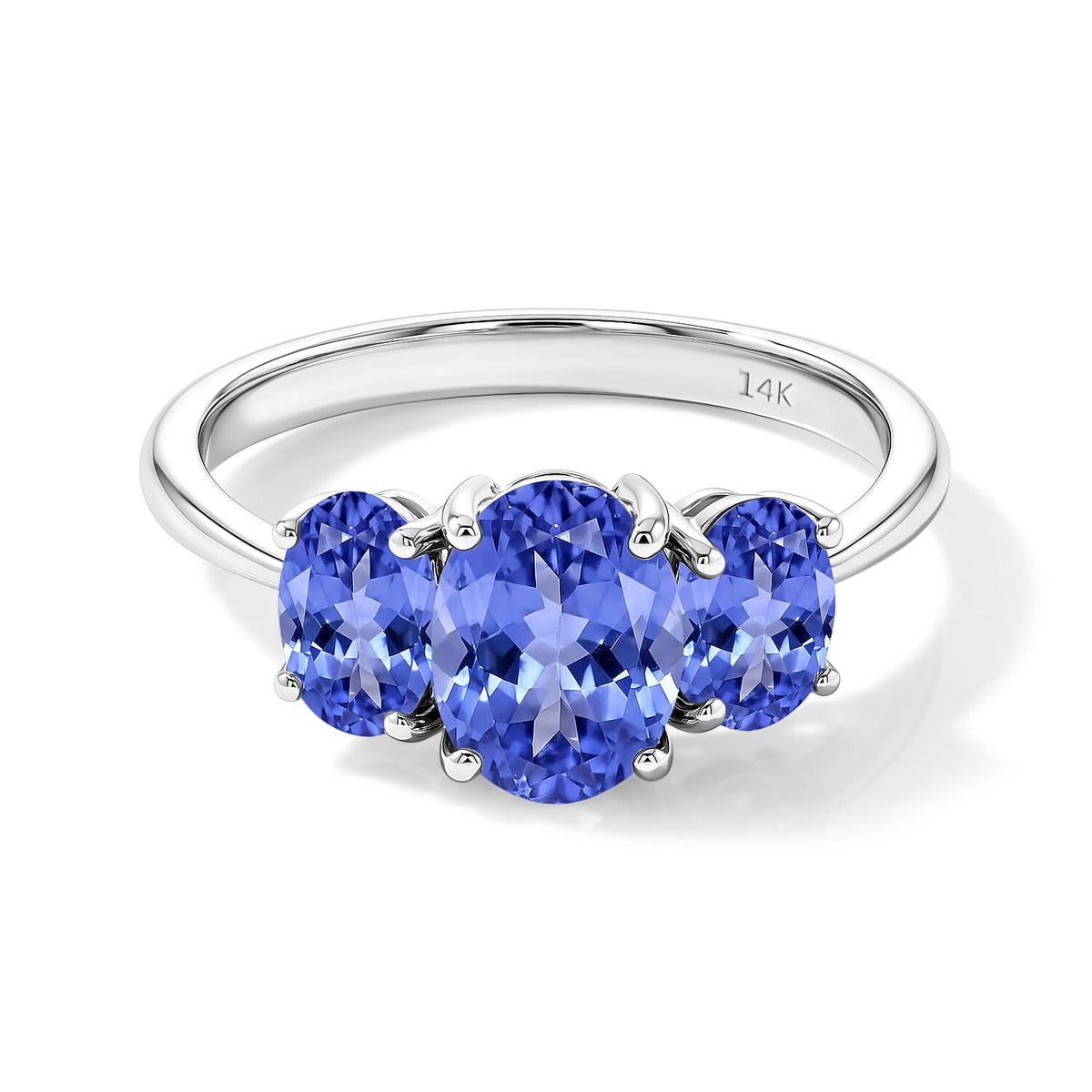 Tanzanite 3 Stone Ring in Platinum Over Sterling Silver (Size 4) 1.83 ctw