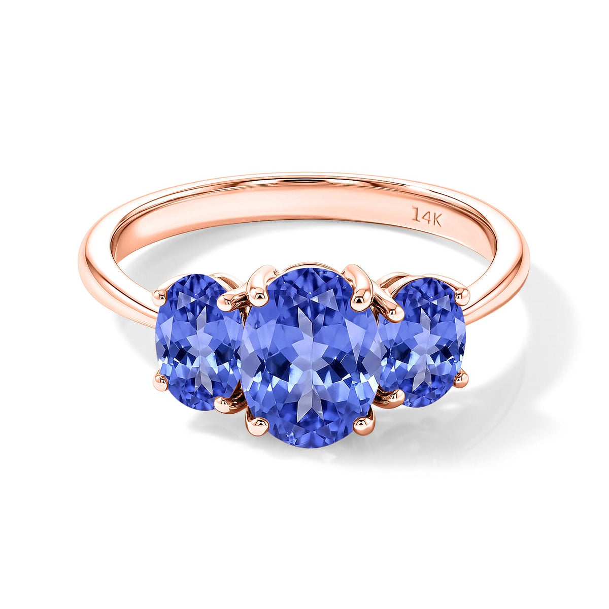 Tanzanite 3 Stone Ring in Platinum Over Sterling Silver (Size 4) 1.83 ctw