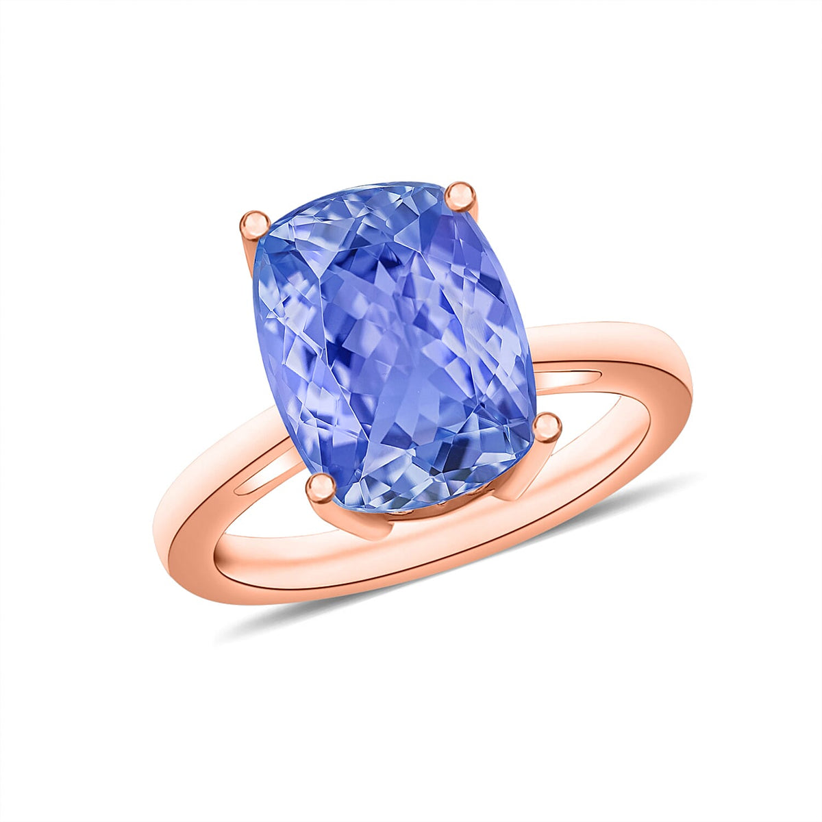 Tanzanite Solitaire Ring in Platinum Over Sterling Silver (Size 10) 1.40 ctw