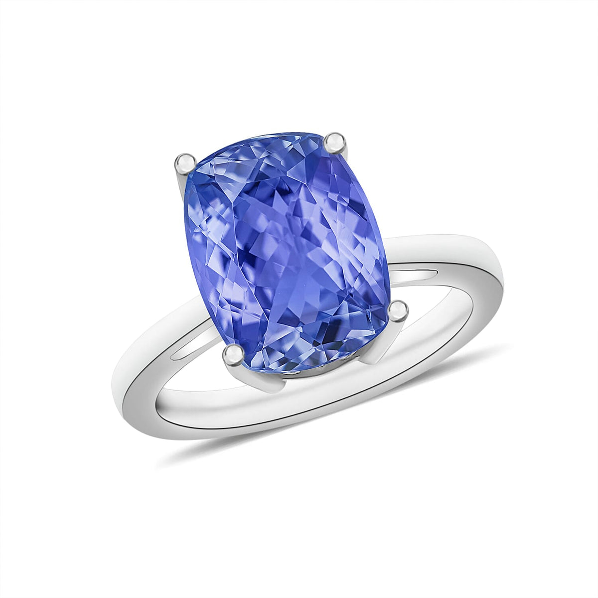 Tanzanite Solitaire Ring in Platinum Over Sterling Silver (Size 10) 1.40 ctw