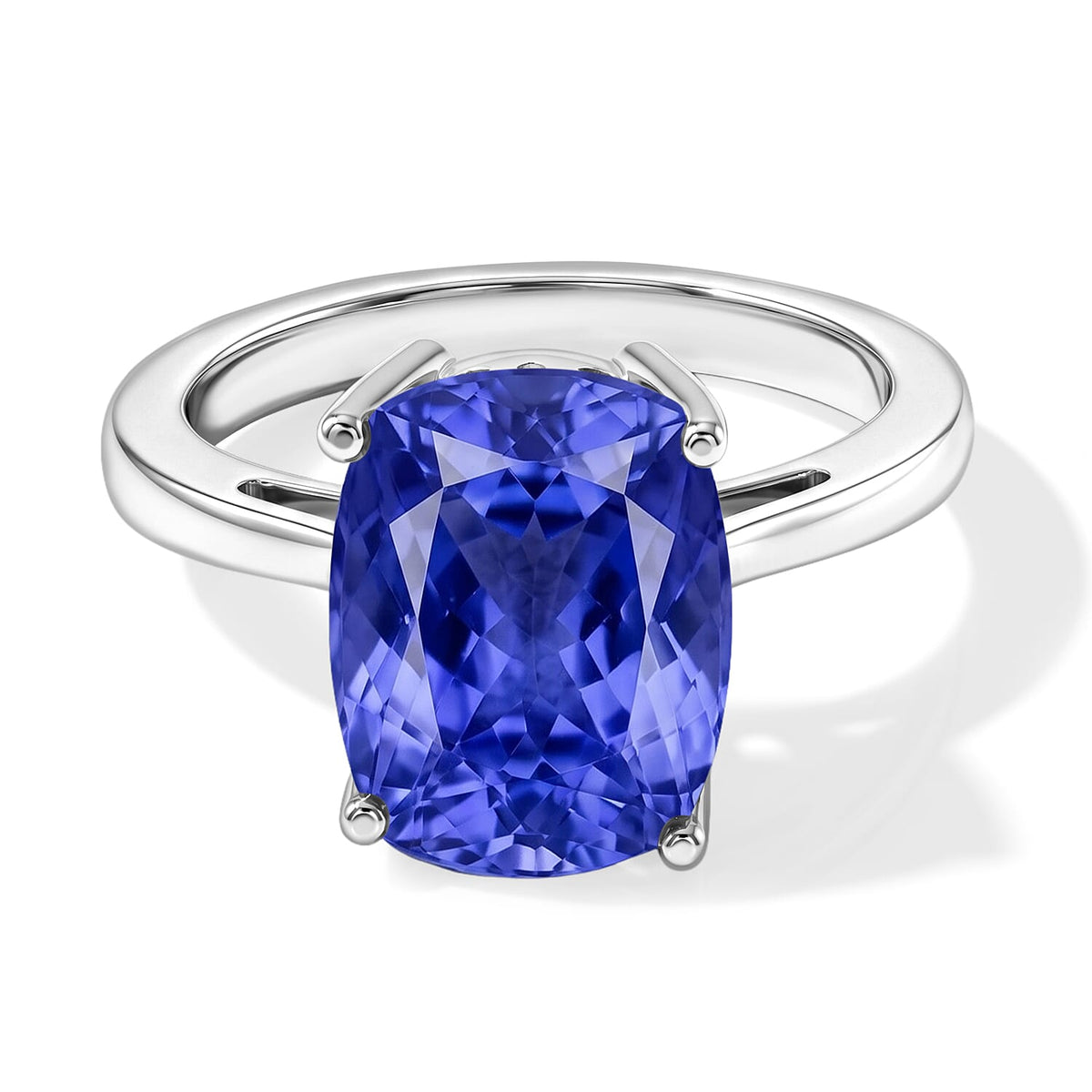 Tanzanite Solitaire Ring in Platinum Over Sterling Silver (Size 10) 1.40 ctw