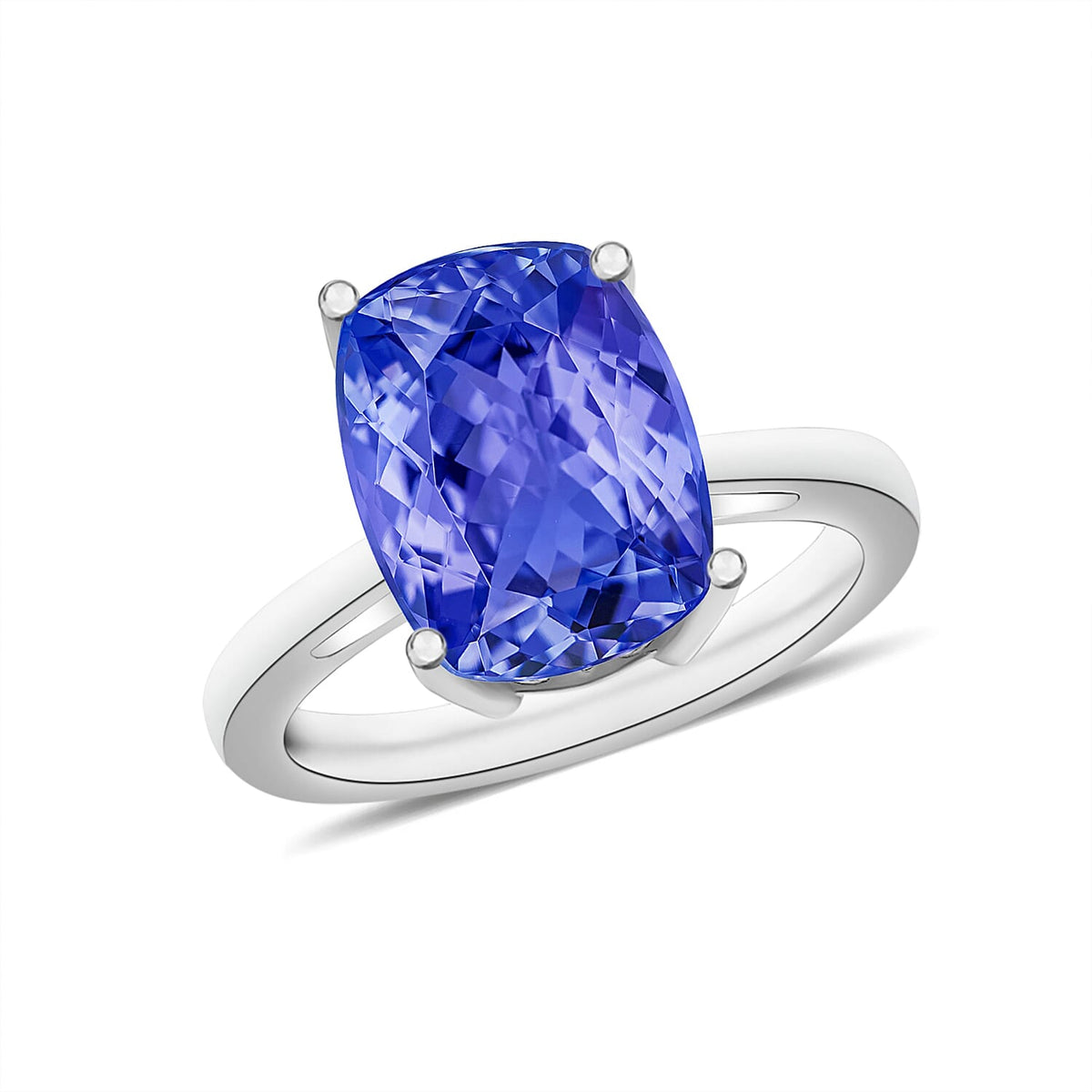 Tanzanite Solitaire Ring in Platinum Over Sterling Silver (Size 10) 1.40 ctw