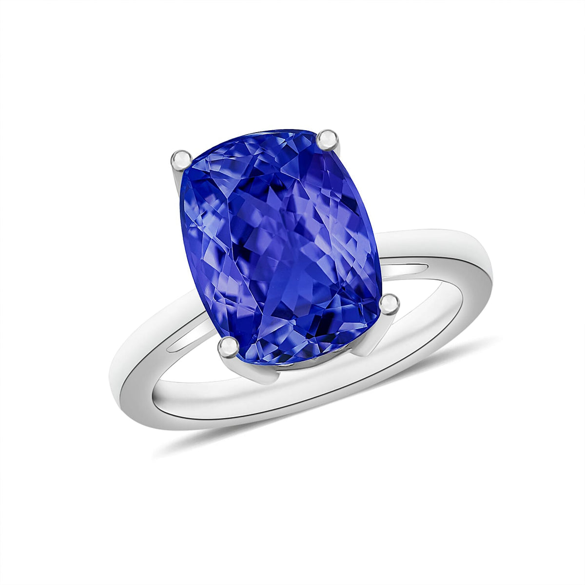 Tanzanite Solitaire Ring in Platinum Over Sterling Silver (Size 10) 1.40 ctw