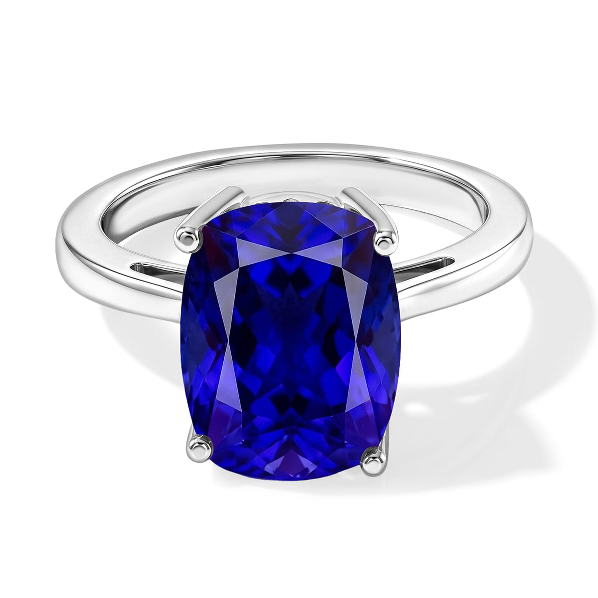Tanzanite Solitaire Ring in Platinum Over Sterling Silver (Size 10) 1.40 ctw