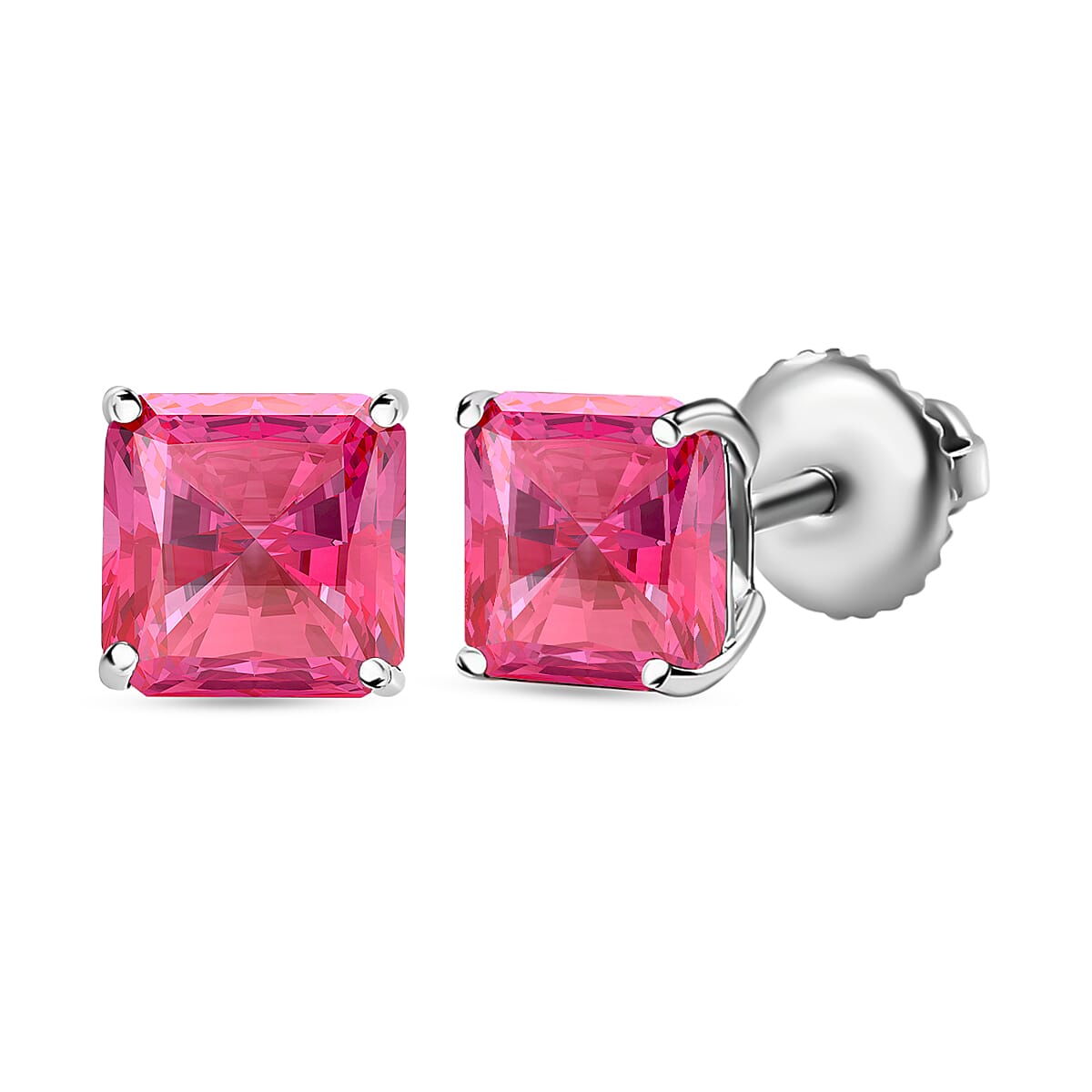 Rubellite  Solitaire Stud Push Post Earring in 18K RG VermeilSterling Silver 2.20 ctw