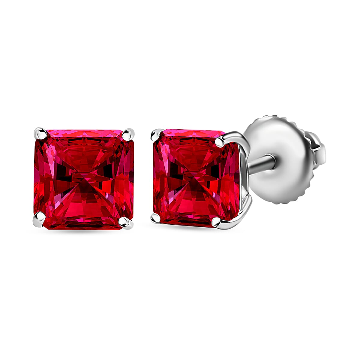 Rubellite  Solitaire Stud Push Post Earring in 18K RG VermeilSterling Silver 2.20 ctw