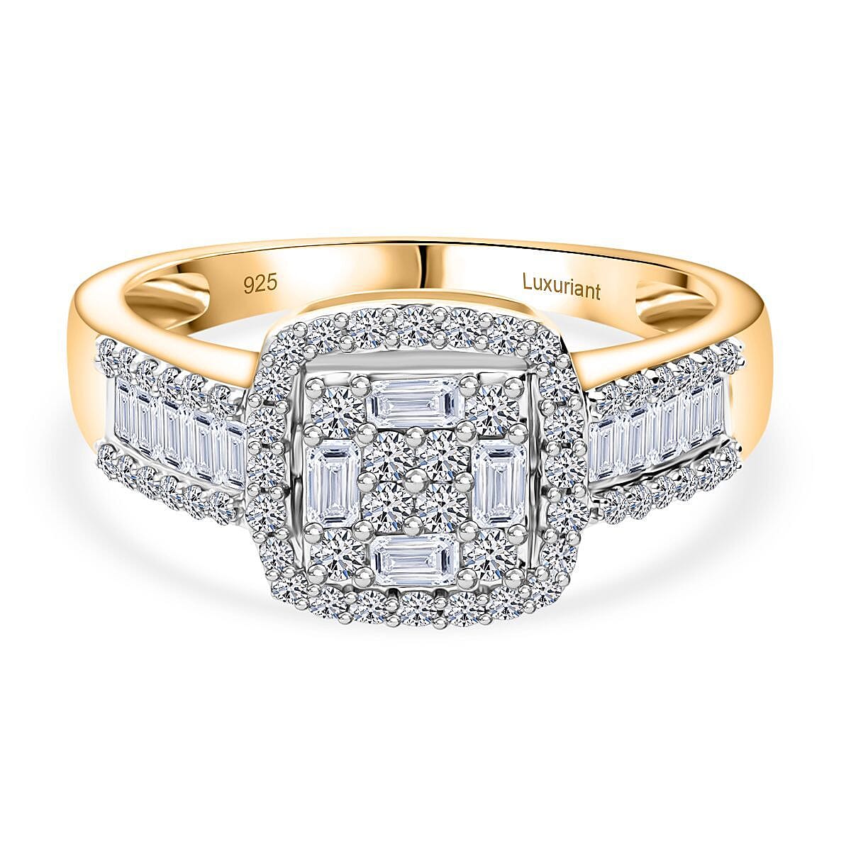 Luxuriant Lab Grown Diamond (G-H, SI) Ring in 18K Vermeil YG Over Sterling Silver (Size 10) 1.00 ctw