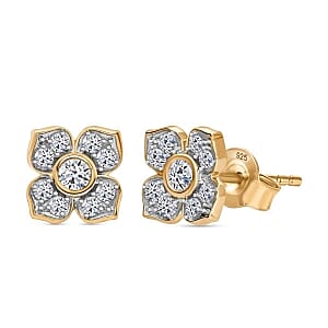 Luxuriant Lab Grown Diamond (G-H, SI) Earrings in 18K Vermeil YG Over Sterling Silver 0.50 ctw