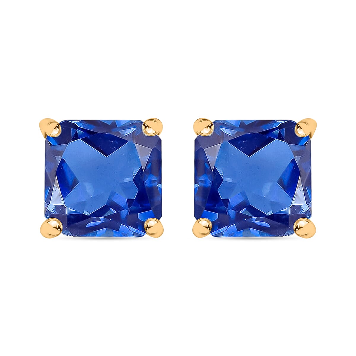 Luxoro Premium Asscher Cut Tanzanite 4.00 ctw Stud Earrings in 14K White Gold