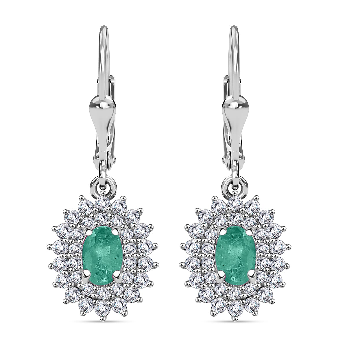 Kagem Zambian Emerald and Diamond 1.67 ctw Sunburst Earrings in 18K Vermeil Rose Gold Over Sterling Silver