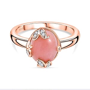 Vinicunca Peruvian Opal and White Zircon Ring in Sterling Silver (Size 11.5) 2.60 ctw