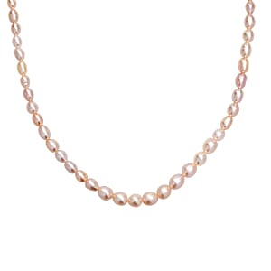 Peach Shell Pearl Necklace (20 Inches) in Stainless Steel
