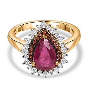 African Ruby, Multi Gemstone Ring in 18K Vermeil YG Over Sterling Silver (Size 10.0) 3.26 ctw