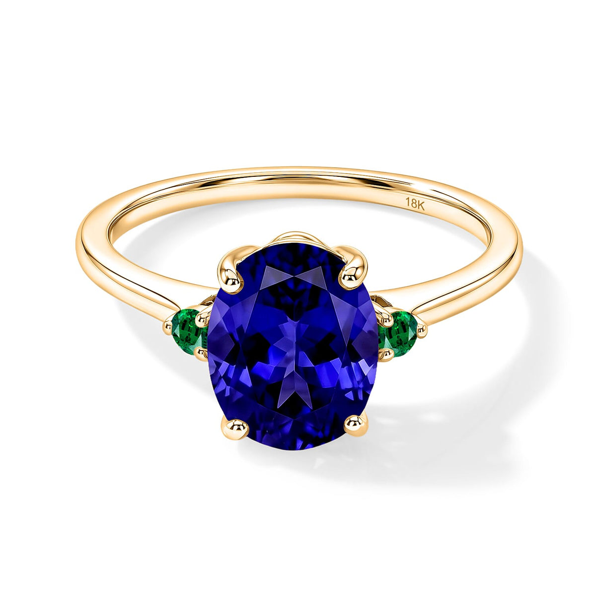 Luxoro 14K White Gold Premium Tanzanite and Boyaca Colombian Emerald Ring (Size 4.0) 4 Grams 2.10 ctw