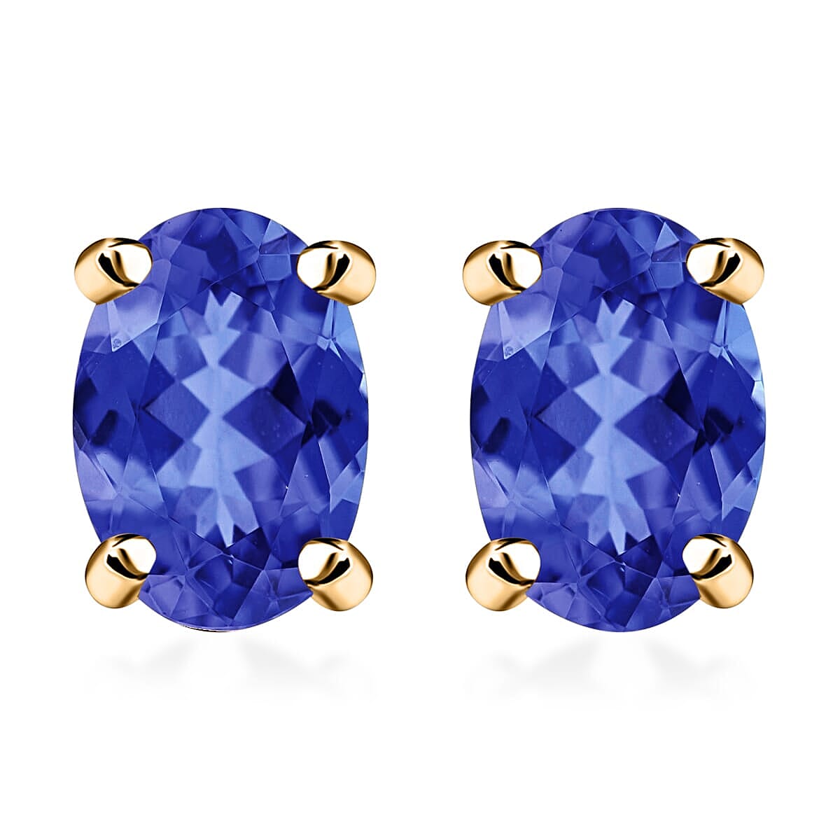 D'Joy Tanzanite 1.00 ctw Solitaire Stud Earrings in Platinum Over Sterling Silver