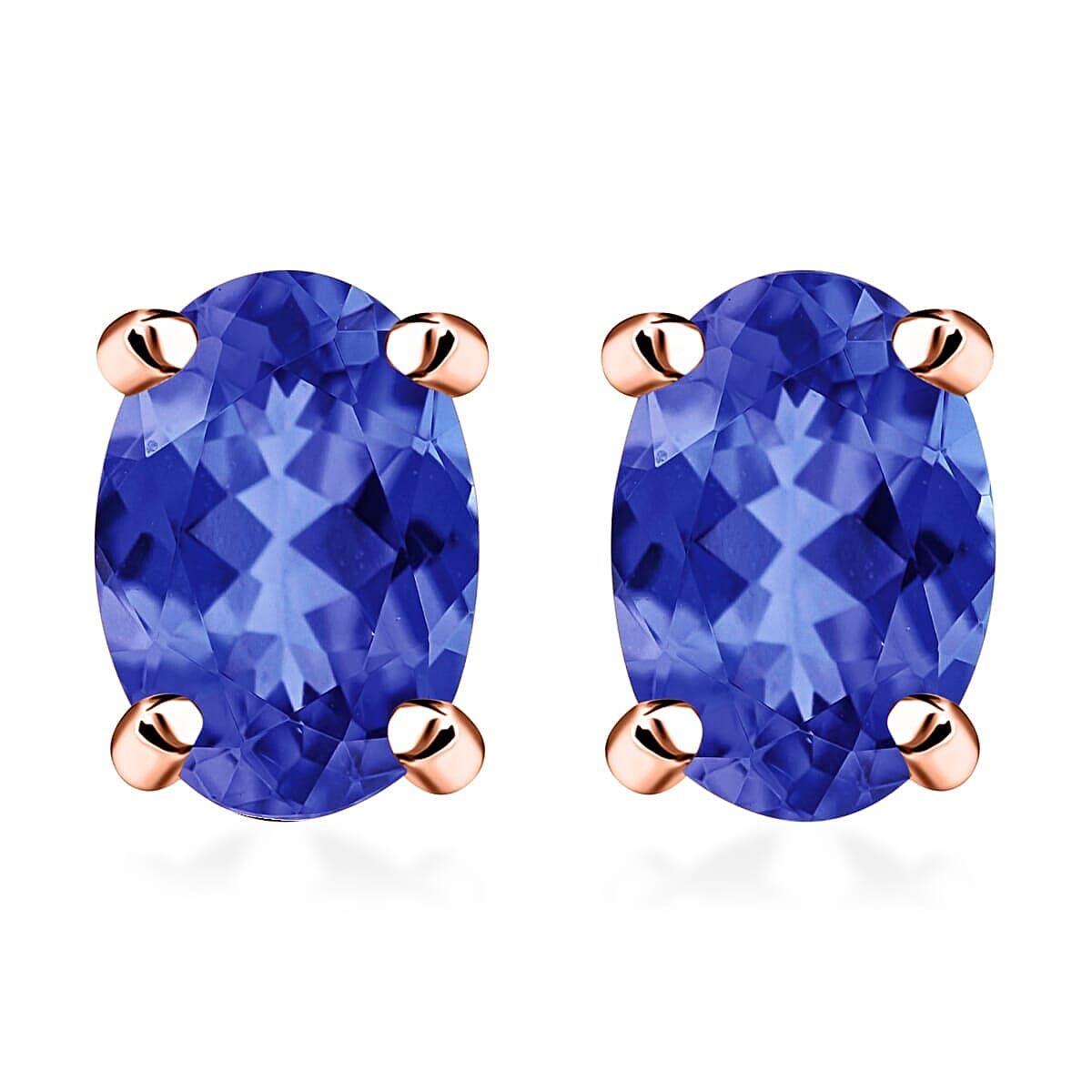 D'Joy Tanzanite 1.00 ctw Solitaire Stud Earrings in Platinum Over Sterling Silver