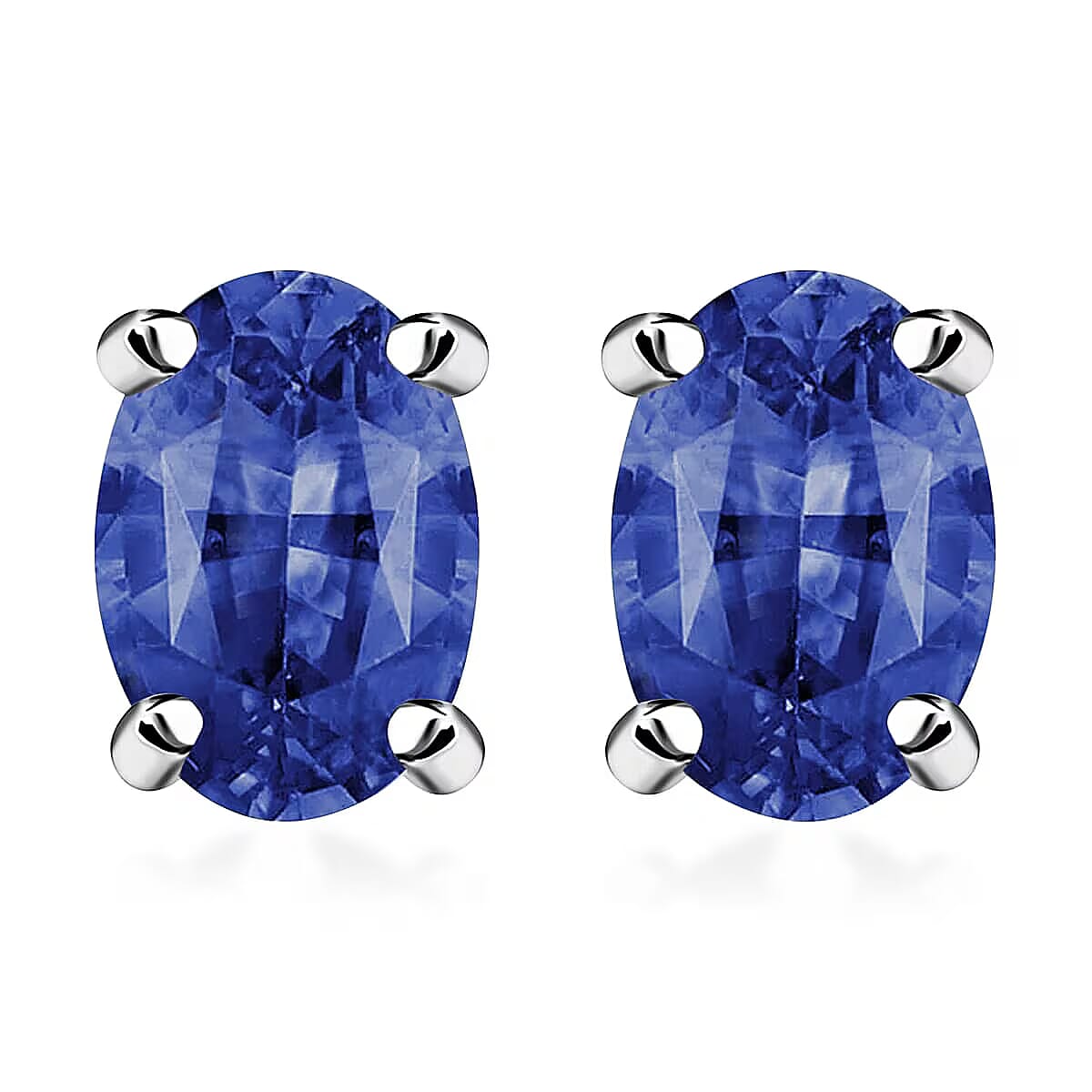 D'Joy Tanzanite 1.00 ctw Solitaire Stud Earrings in Platinum Over Sterling Silver
