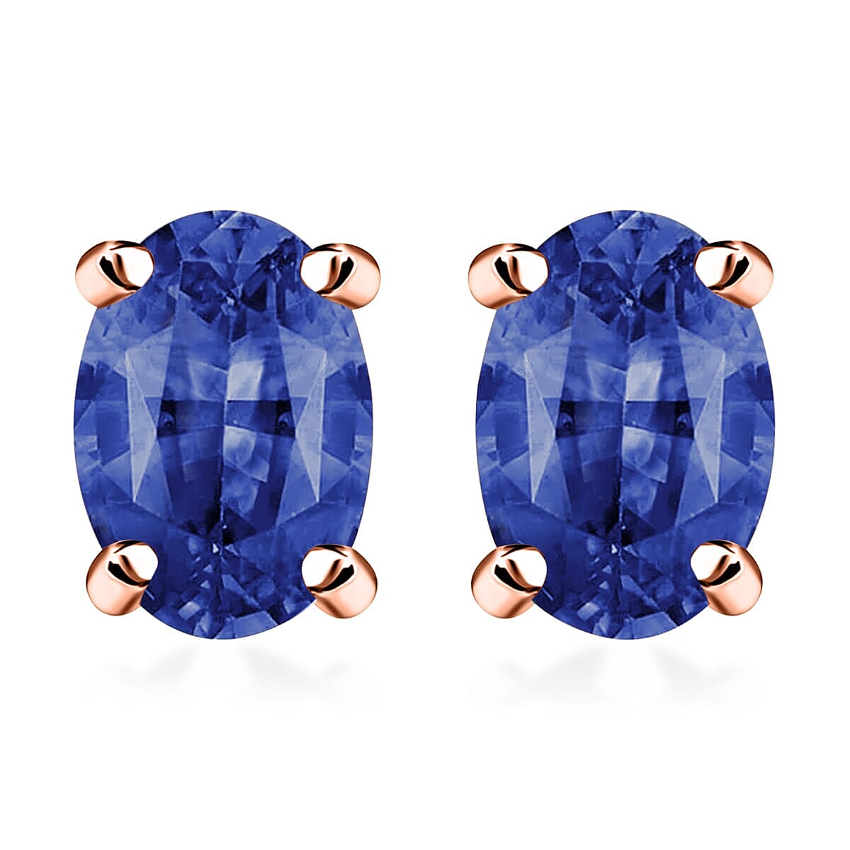 D'Joy Tanzanite 1.00 ctw Solitaire Stud Earrings in Platinum Over Sterling Silver