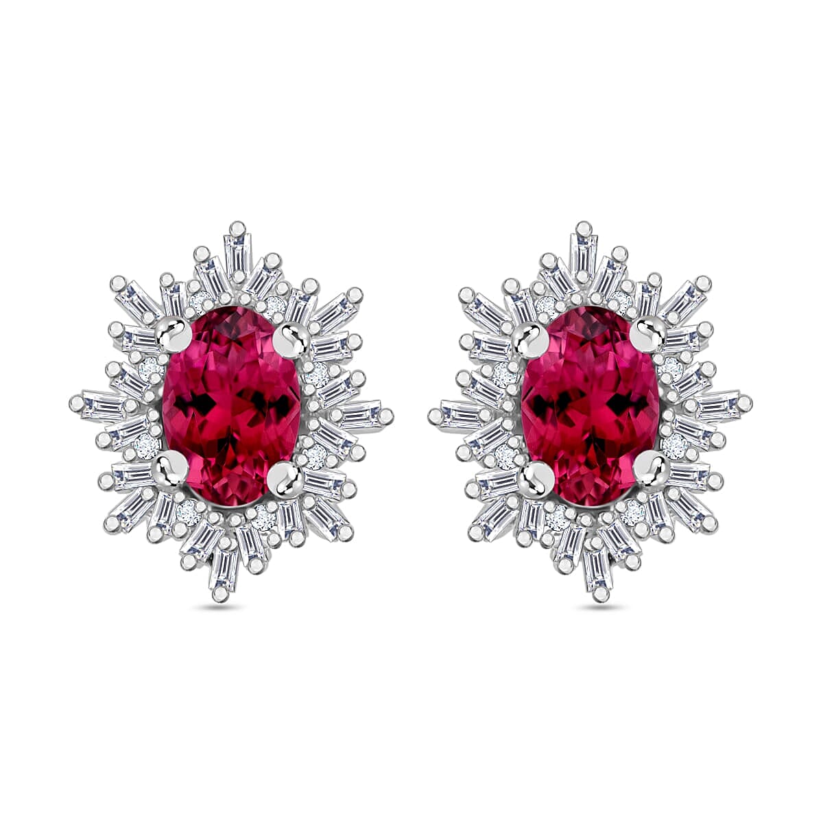 Tanzanite, Diamond (0.25 cts) Stud Earrings in Rhodium Over Sterling Silver 1.20 ctw