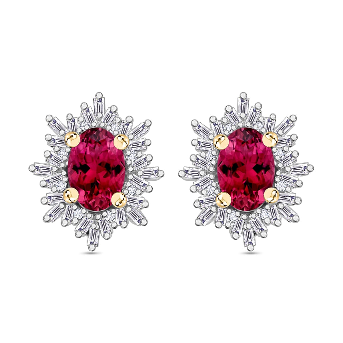 Tanzanite, Diamond (0.25 cts) Stud Earrings in Rhodium Over Sterling Silver 1.20 ctw