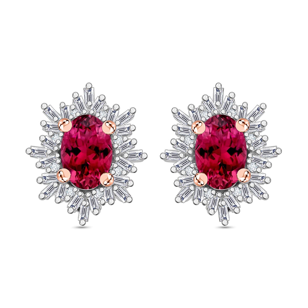 Tanzanite, Diamond (0.25 cts) Stud Earrings in Rhodium Over Sterling Silver 1.20 ctw