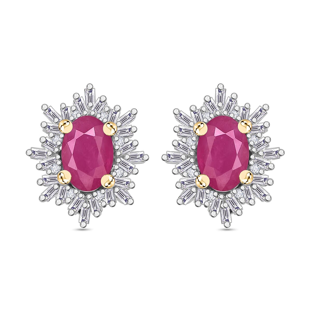 Tanzanite, Diamond (0.25 cts) Stud Earrings in Rhodium Over Sterling Silver 1.20 ctw