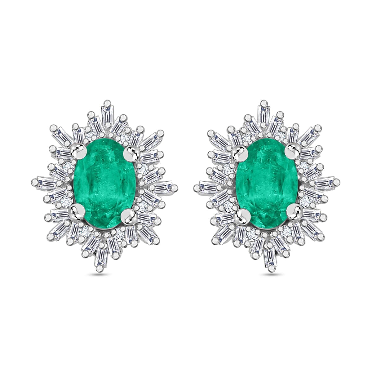 Tanzanite, Diamond (0.25 cts) Stud Earrings in Rhodium Over Sterling Silver 1.20 ctw