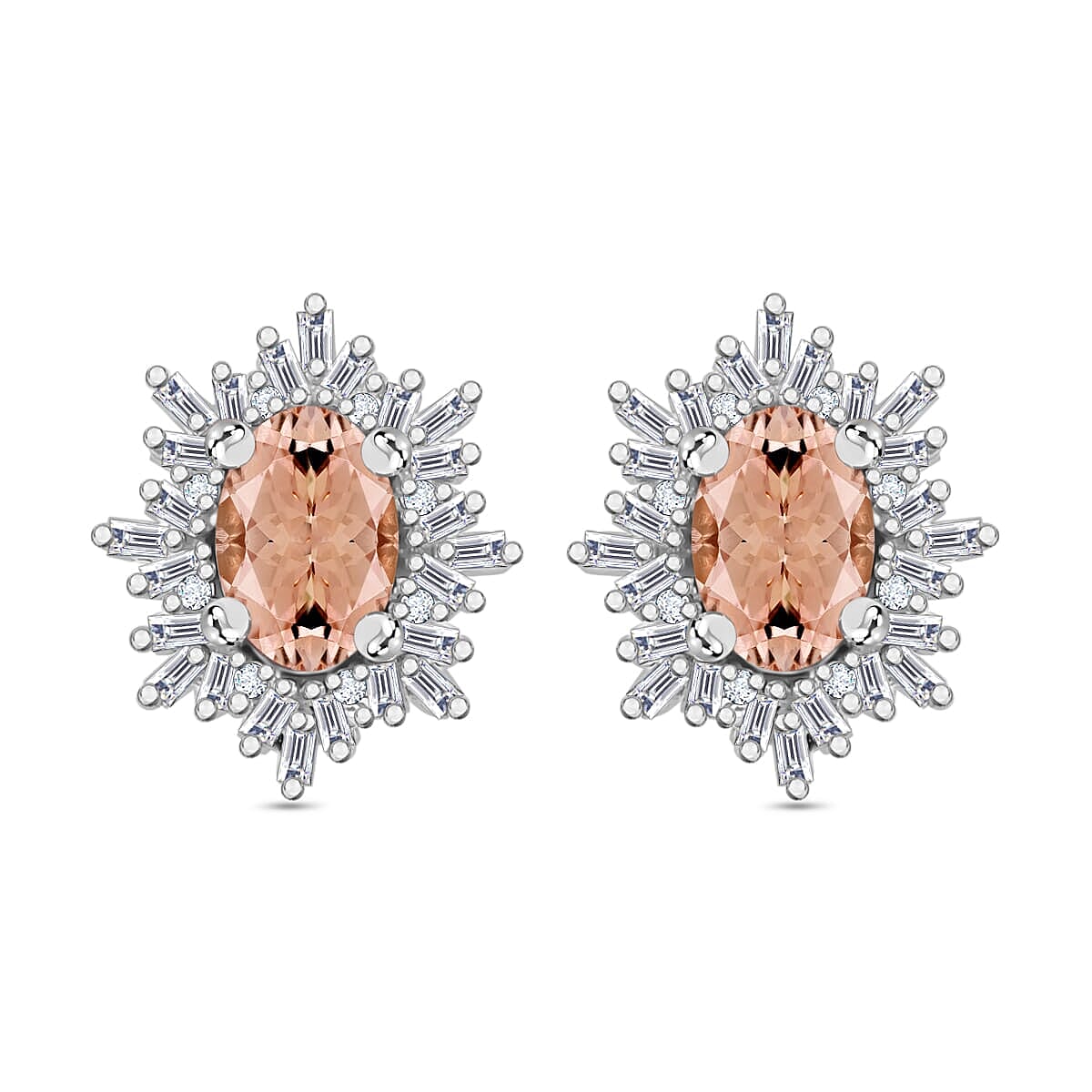 Tanzanite, Diamond (0.25 cts) Stud Earrings in Rhodium Over Sterling Silver 1.20 ctw