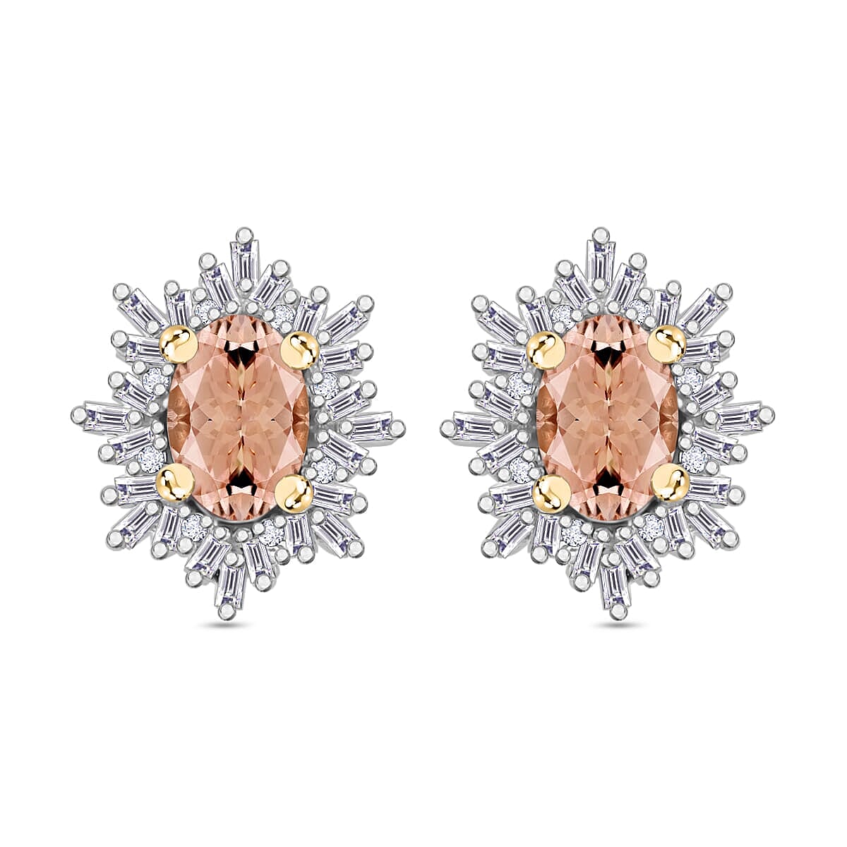 Tanzanite, Diamond (0.25 cts) Stud Earrings in Rhodium Over Sterling Silver 1.20 ctw