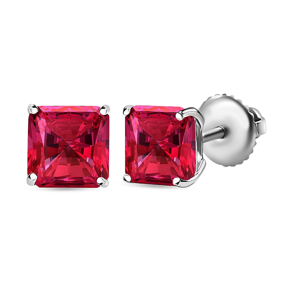 Rubellite  Solitaire Stud Push Post Earring in 18K RG VermeilSterling Silver 2.20 ctw