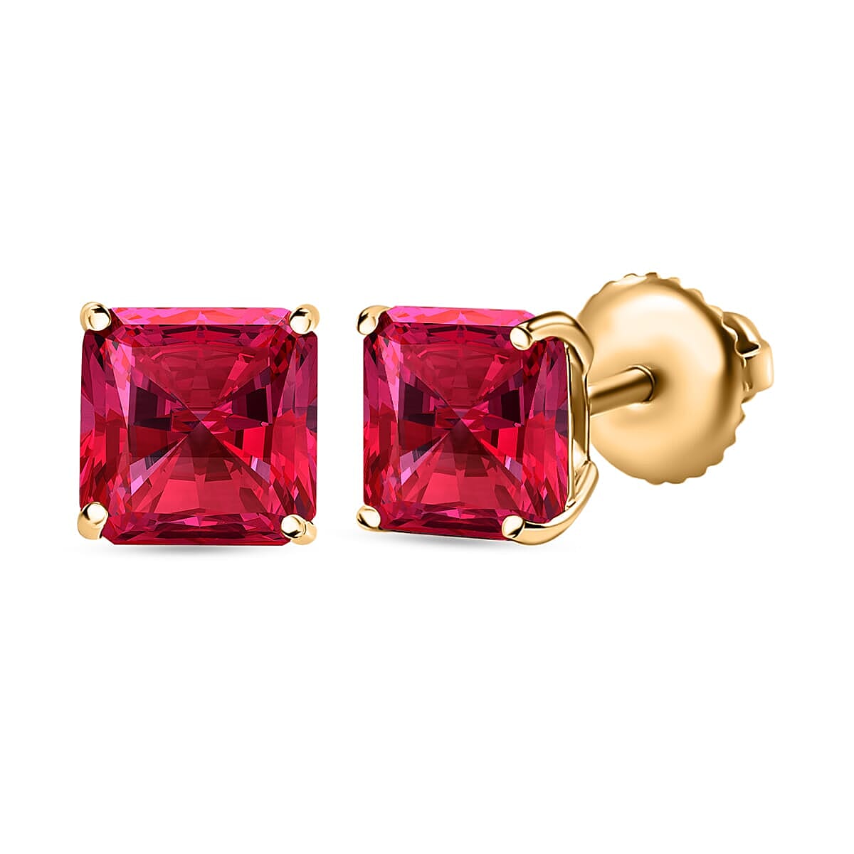 Rubellite  Solitaire Stud Push Post Earring in 18K RG VermeilSterling Silver 2.20 ctw