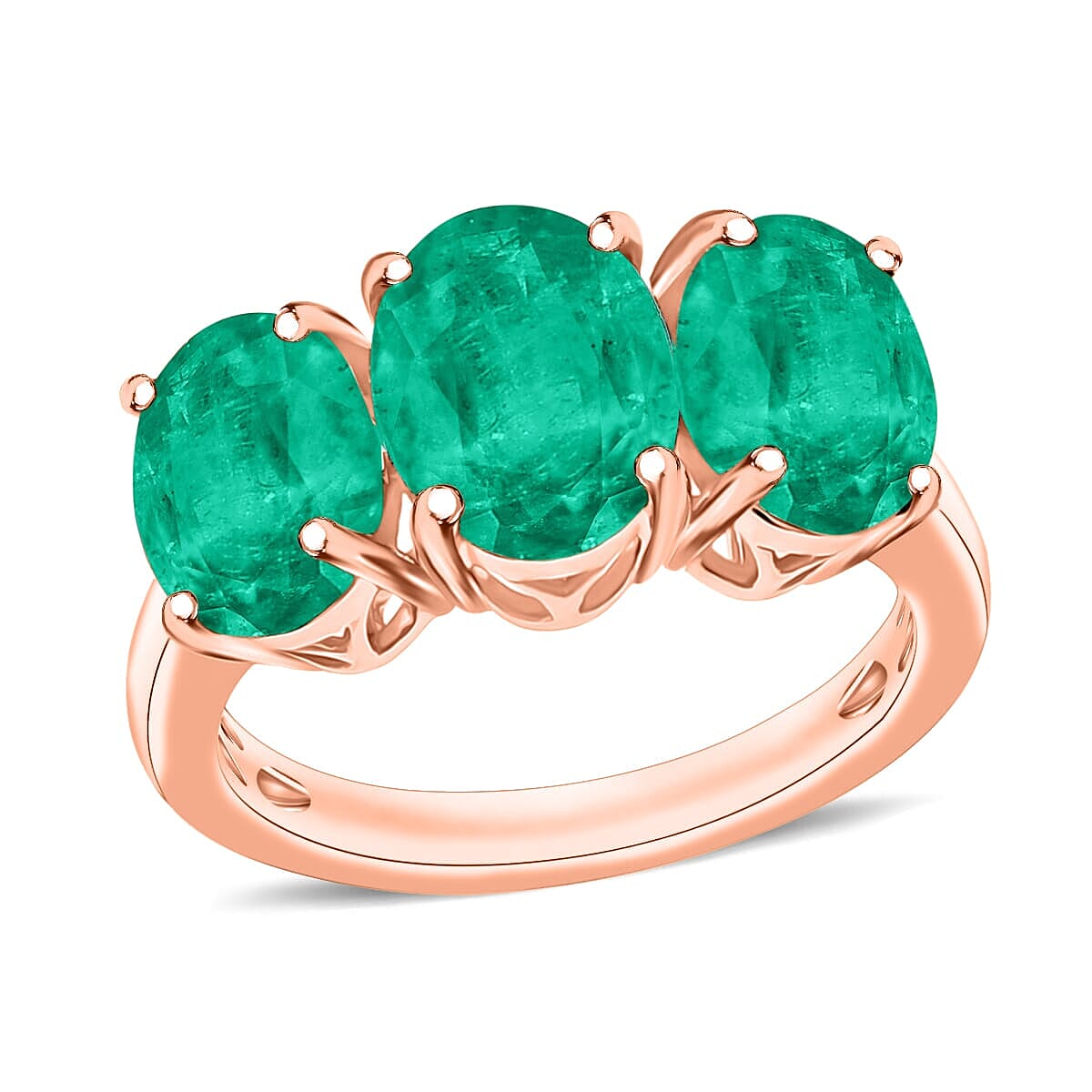 Iliana AAA Kagem Zambian Emerald 3 Stone Ring in 18K White Gold (Size 10.0) 6 Grams 4.20 ctw