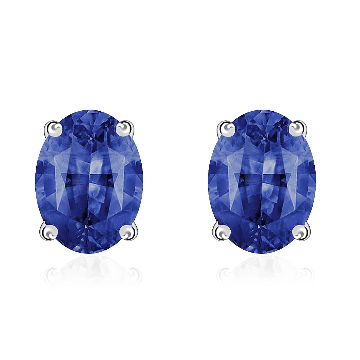 Tanzanite Solitaire Stud Earrings in Platinum Over Sterling Silver 1.65 ctw
