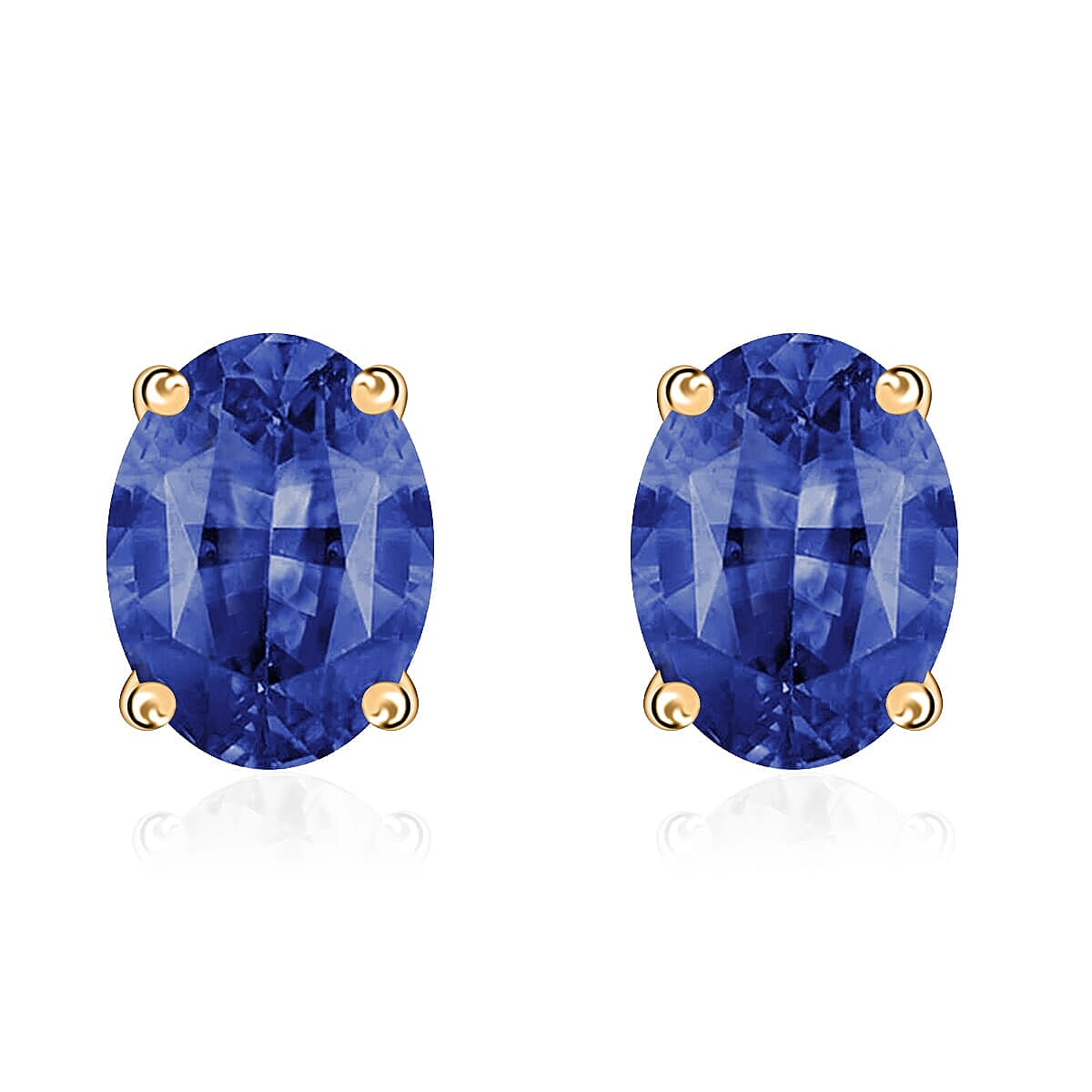 Tanzanite Solitaire Stud Earrings in Platinum Over Sterling Silver 1.65 ctw