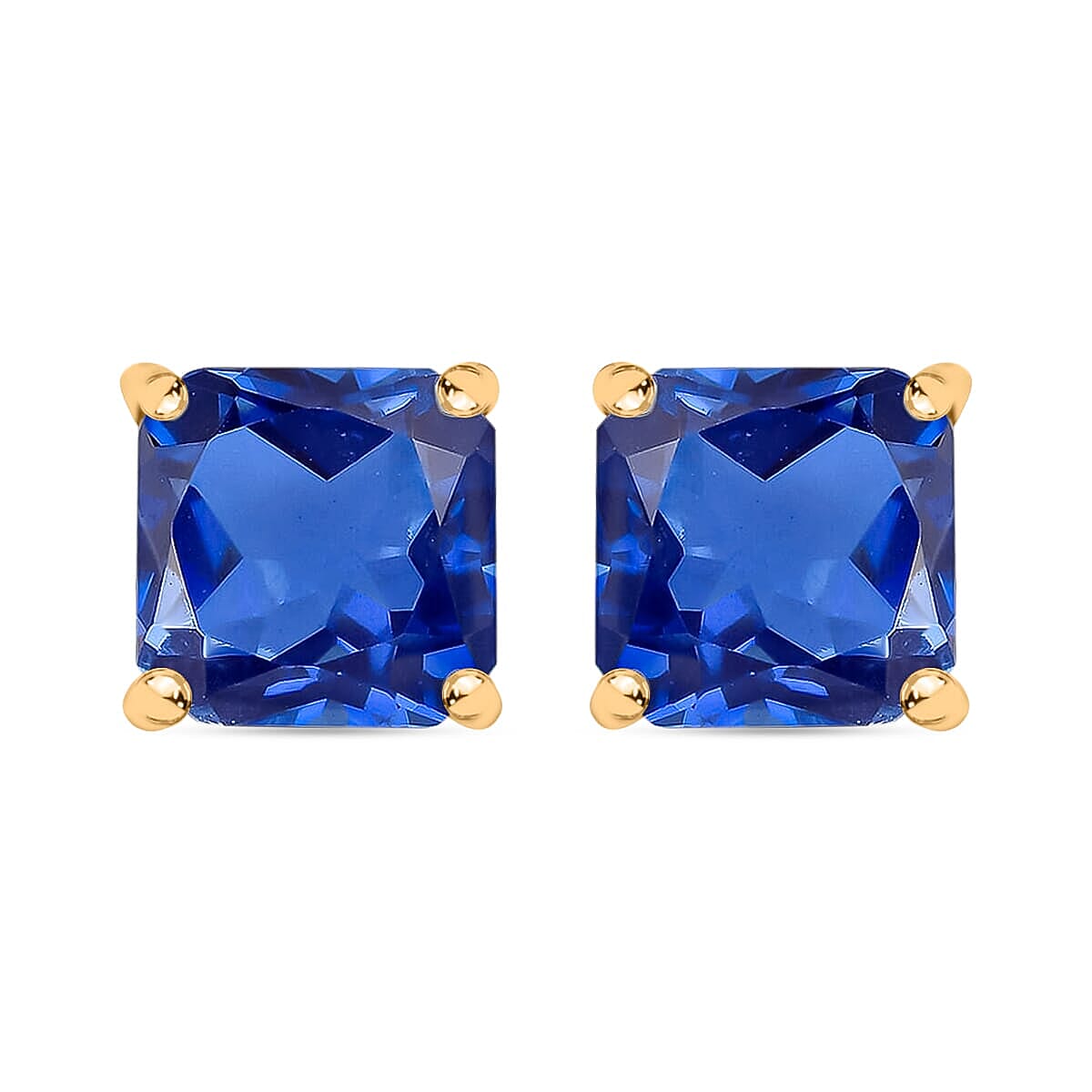 Luxoro Premium Asscher Cut Tanzanite 4.00 ctw Stud Earrings in 14K White Gold