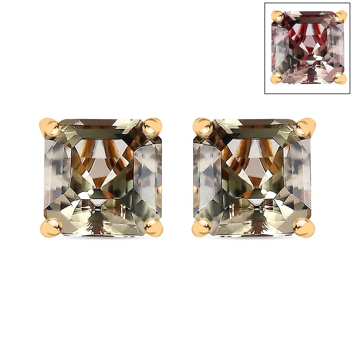 Luxoro Premium Asscher Cut Tanzanite 4.00 ctw Stud Earrings in 14K White Gold