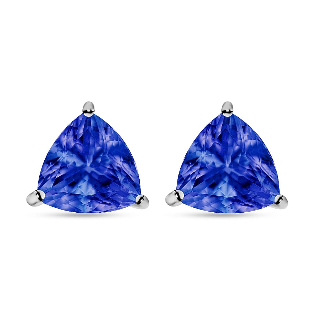 D'Joy Tanzanite 2.90 ctw Solitaire Stud Earrings in Platinum Over Sterling Silver