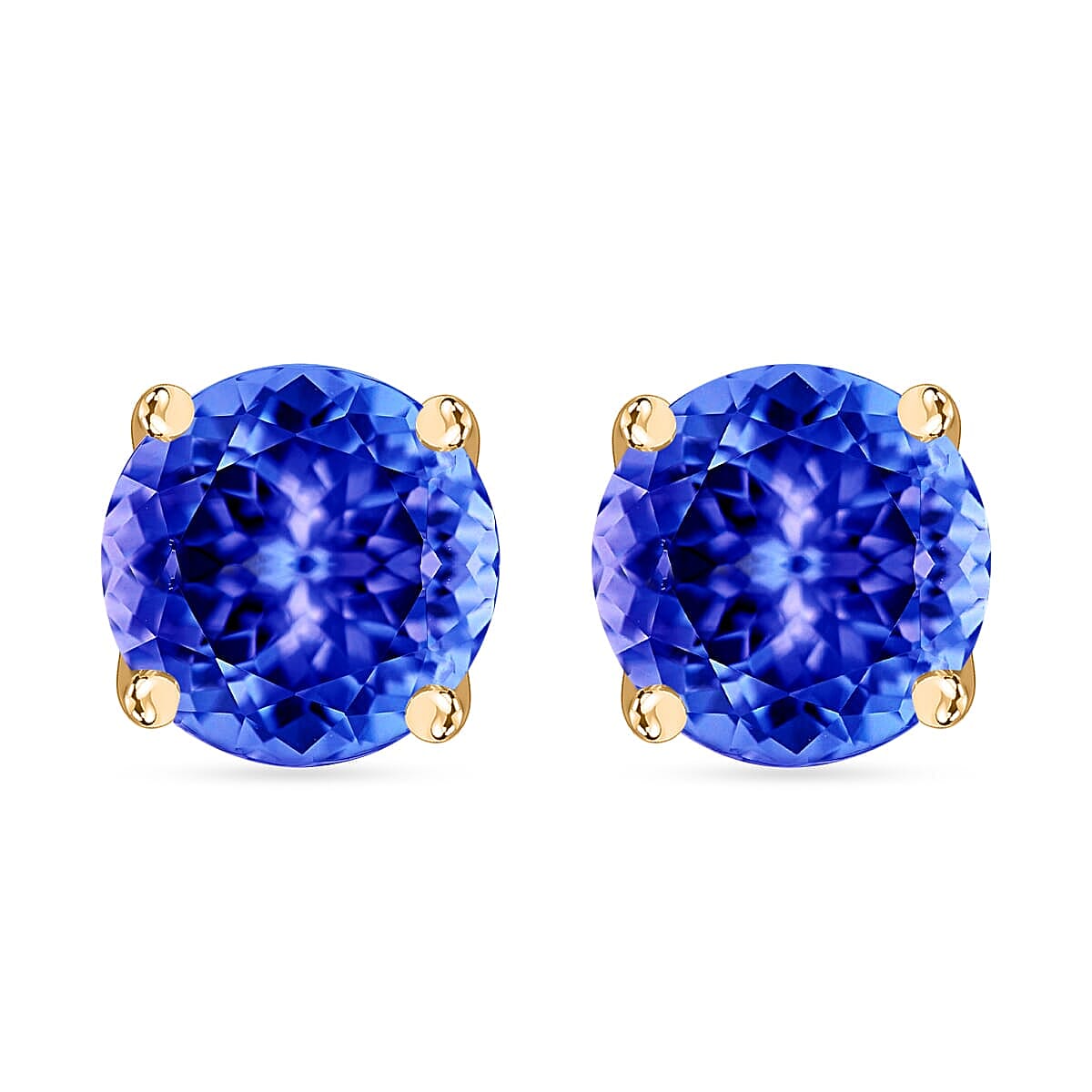 Tanzanite Solitaire Stud Earrings in Platinum Over Sterling Silver 1.50 ctw