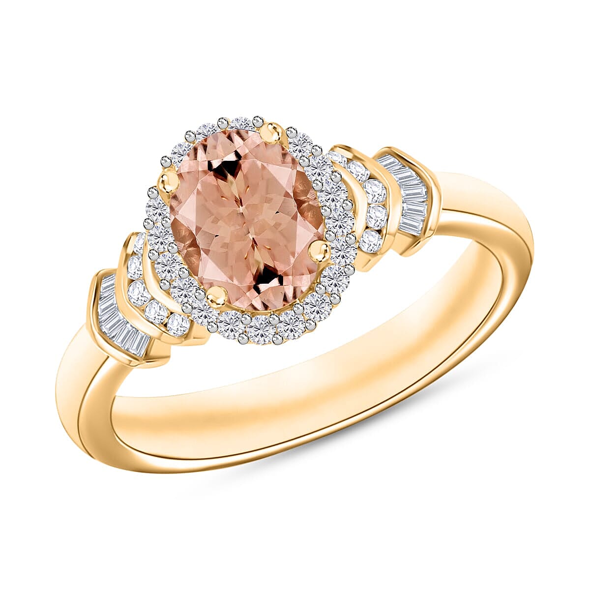 Luxoro Premium Pink Morganite and G-H I1 Diamond 1.66 ctw Ring in 14K White Gold