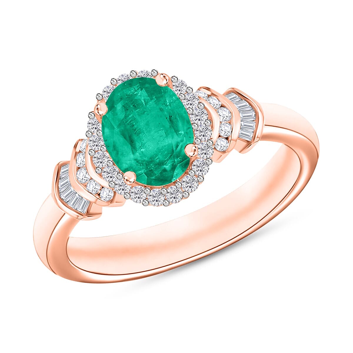 Luxoro Premium Kagem Zambian Emerald and G-H I1 Diamond Ring in 14K Yellow Gold (Size 4.5) 1.46 ctw