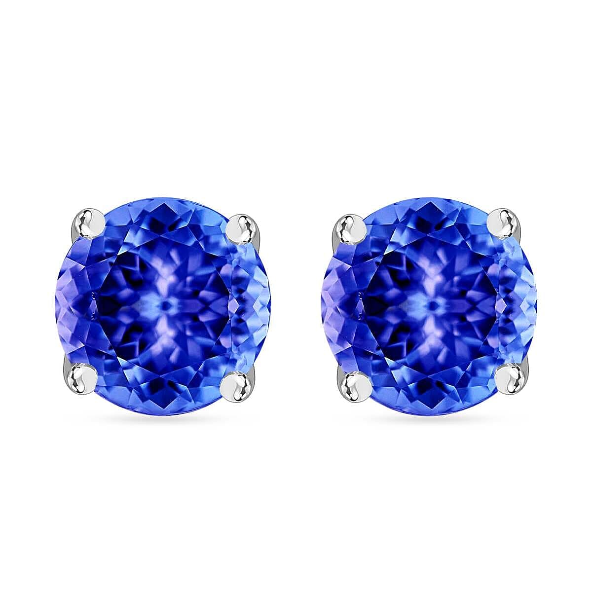 Tanzanite Solitaire Stud Earrings in Platinum Over Sterling Silver 1.50 ctw